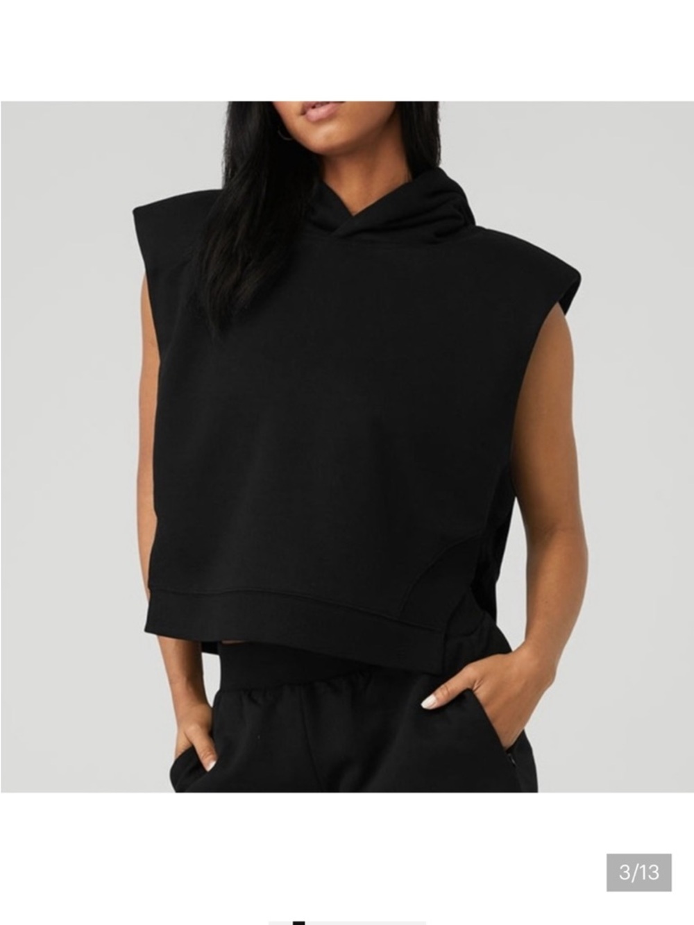 ALO Yoga Black Sleeveless Hooded Muscle Tank